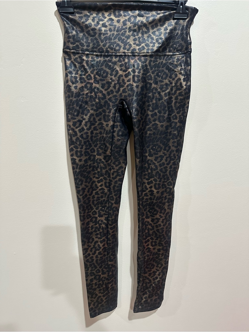 Spanx Leopard Print Faux Leather Leggings - Brown/Black